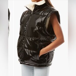 WeWoreWhat Shiny Black Puffer Vest